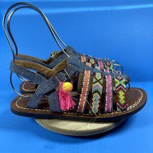 Sam Edelman Gigi Nancy EMB Multicolor Slingback Sandals Girls Shoes Size‎ 4